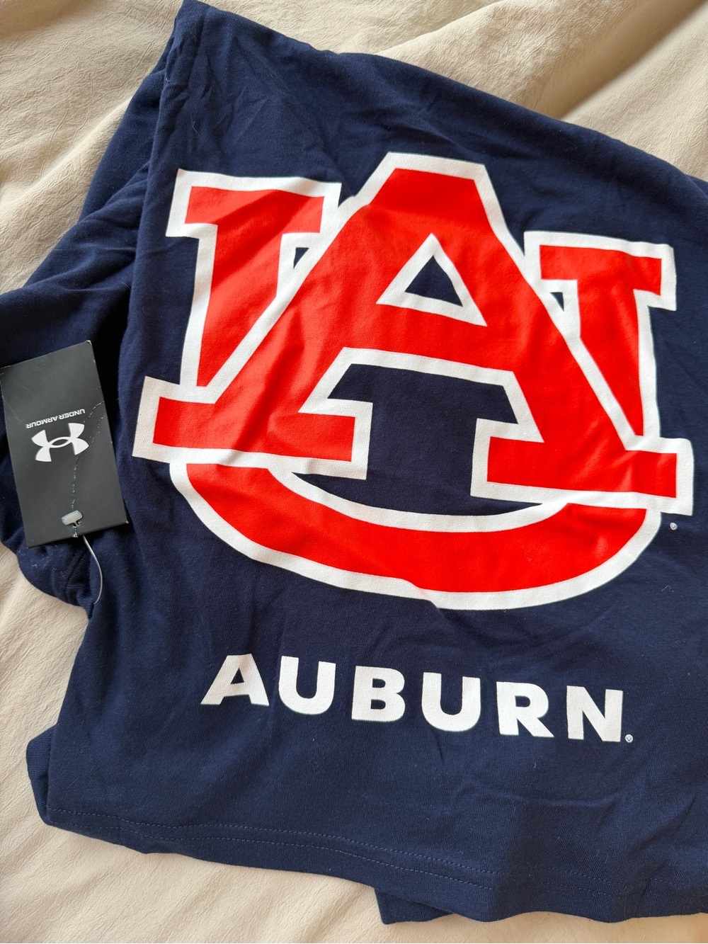 NWT Under Armour Auburn Navy Long sleeve tEE